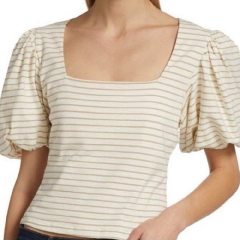 Frame Nina Knit Top with Puff Sleeves new with tags